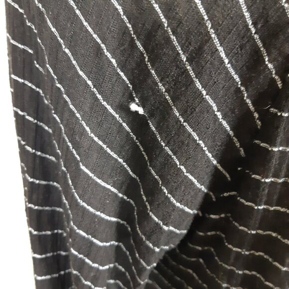 Lucky Brand Top Womens Large Tie Neck Keyhole Semi Sheer Boho Black White Stripe - Picture 6 of 6